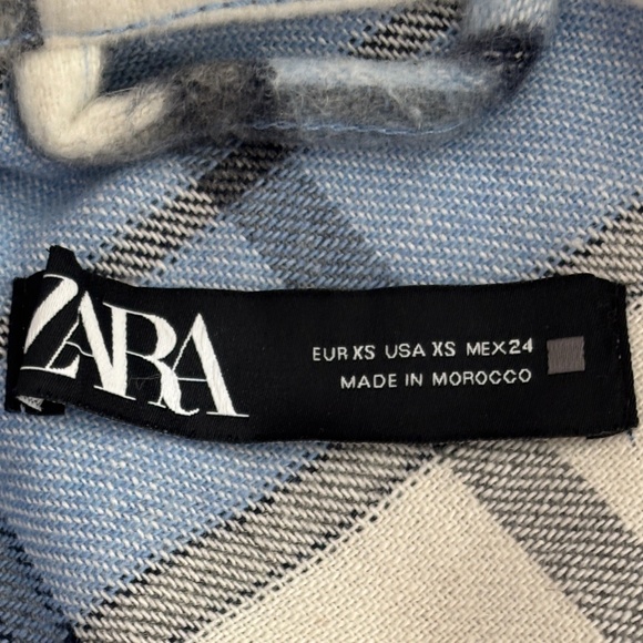 Zara Overshirt Shacket - Blue & White Plaid Size XS - Picture 9 of 10